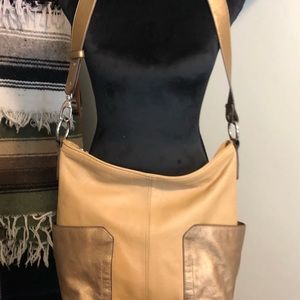 Borsela by Hobo bag tan and gold leather